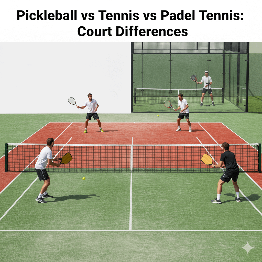 Pickleball vs Tennis vs Padel Tennis court