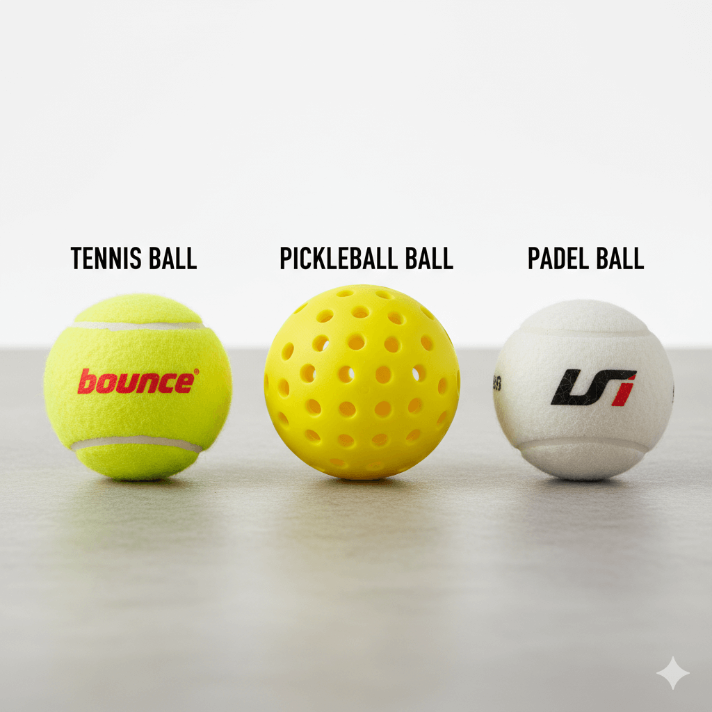 tennis ball vs pickleball ball vs padel ball