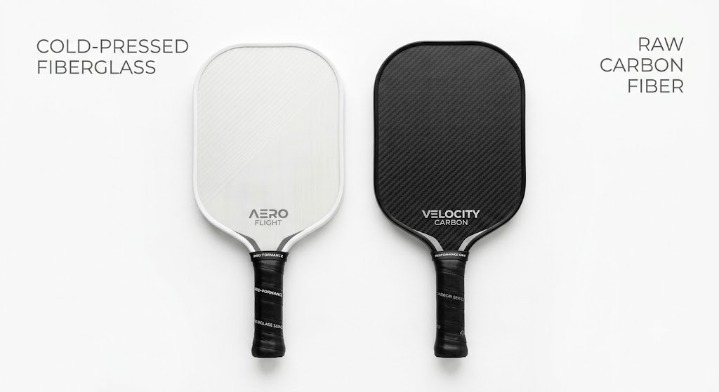cold pressed fiberglass paddle vs raw carbon paddle