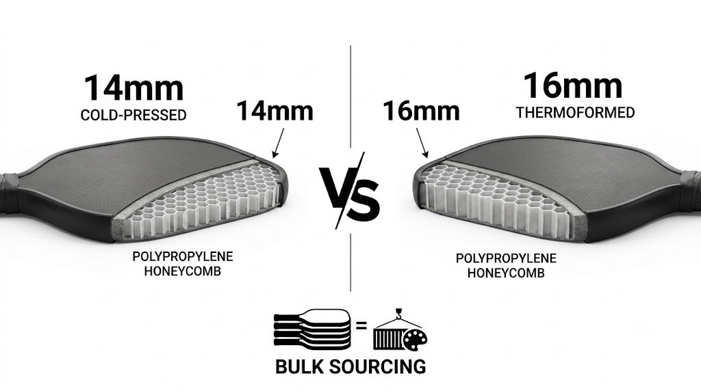 pickleball paddle 14mm vs 16mm thickness