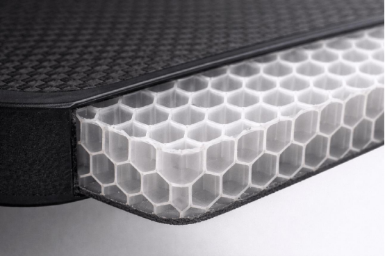 Polypropylene honeycomb core sheet showing the open hexagonal cell structure